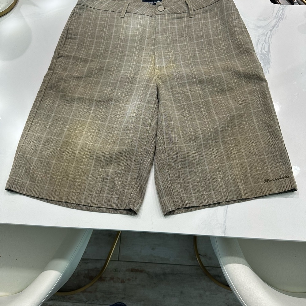 Men’s  Tan Flat Front Shorts Lightweight Cotton Blend